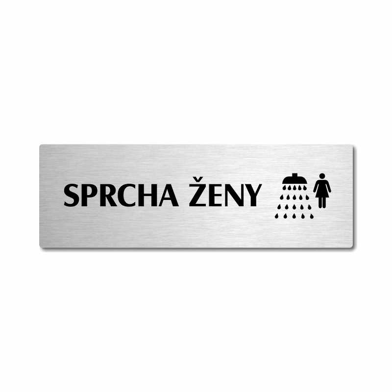 Sprcha ženy, stříbrná popiska na dveře